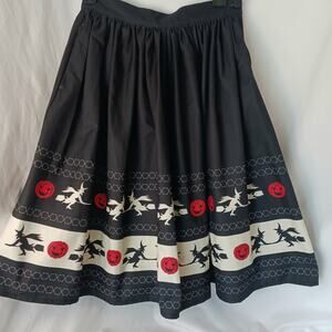 Unique Vintage Witches on Brooms Halloween Black Skirt Size 4